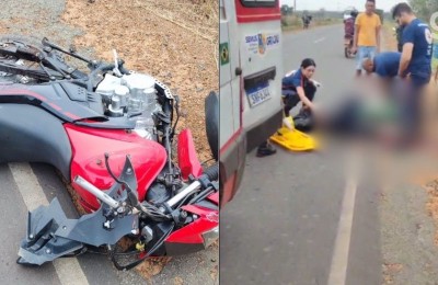 Motociclista tem braço e parte de perna amputados após colisão com caminhonete na MA-006, em Grajaú